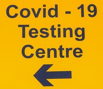 Covid test centre sign
